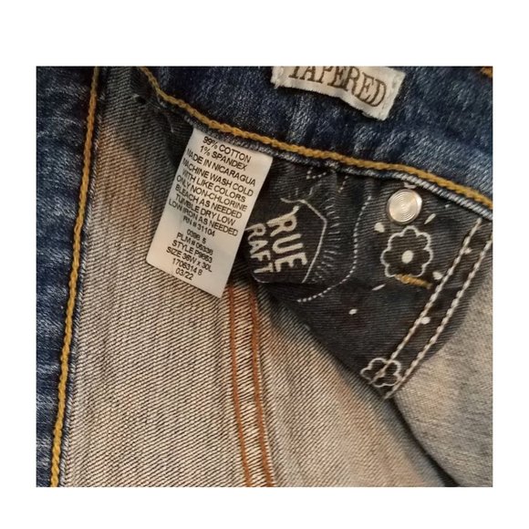 TRUE CRAFT Distressed Denim Taper Leg Blue Jeans Men's 36 x 30 - Picture 5 of 7